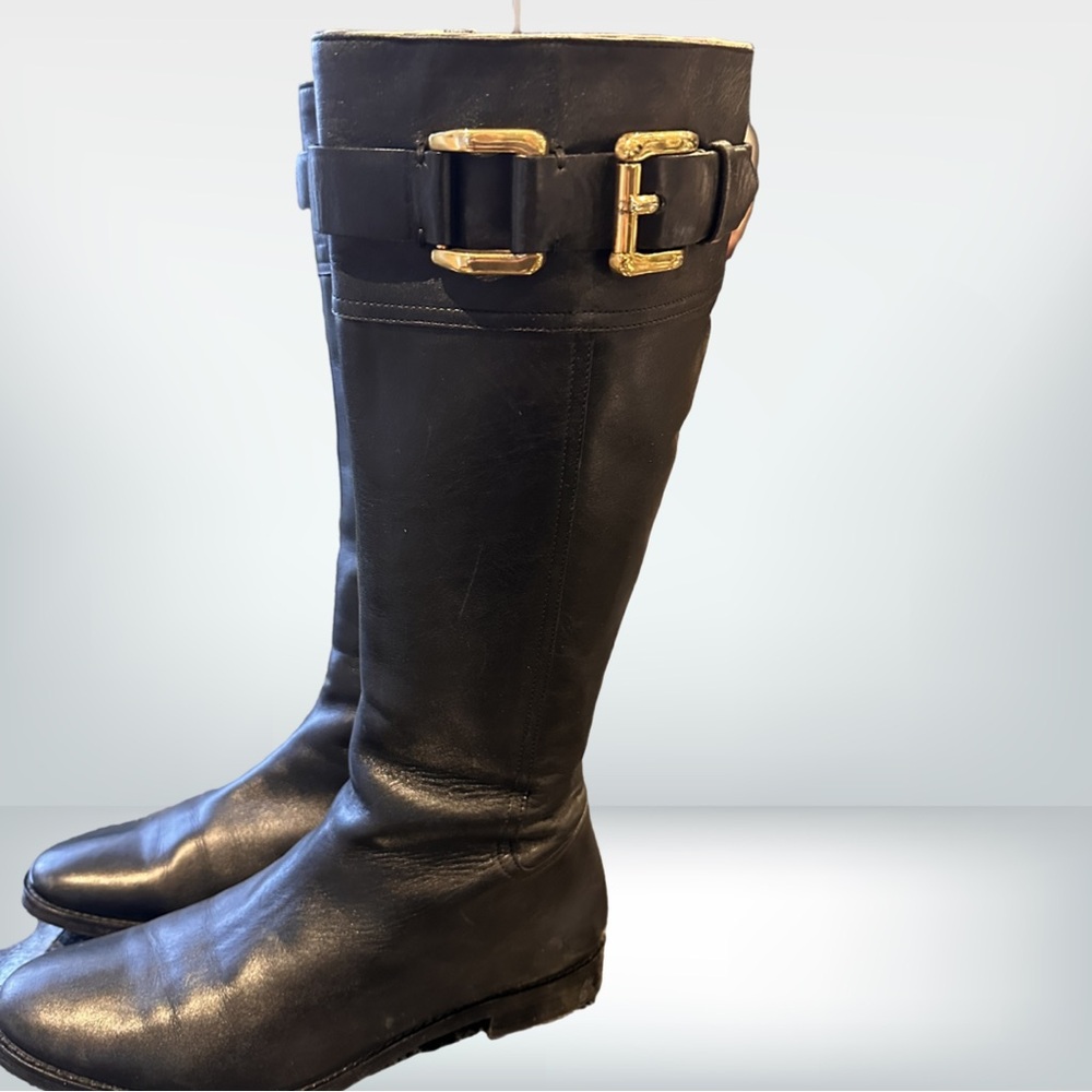 Burberry Black Leather Lined Winter Boots 38 1/2